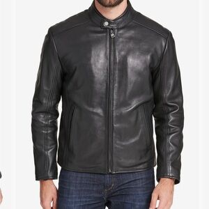 Smooth and lightweight, this genuine leather moto jacket from Marc New York